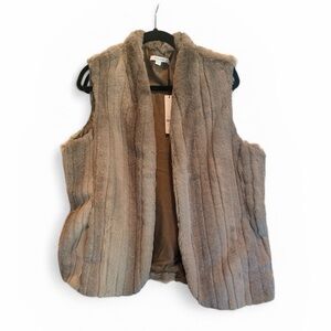 Chico's‎ Faux Fur Vest in Brown-size 2-#NWT